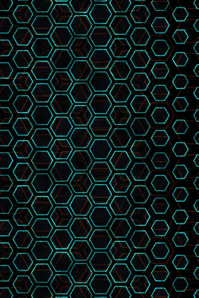 2:3 Photo Portrait | 60fps Neon Hexagon Screensaver | VJ Loop Cyan Grid