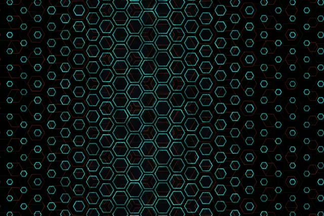 3:2 Surface | 60fps Cyan Grid Hexagon Screensaver | VJ Loop Neon