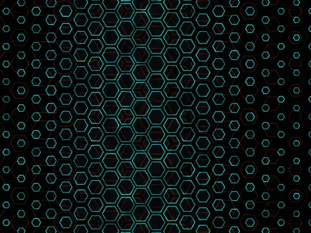 4:3 Classic | 60fps Hexagon Screensaver | Motion Background Cyan Neon