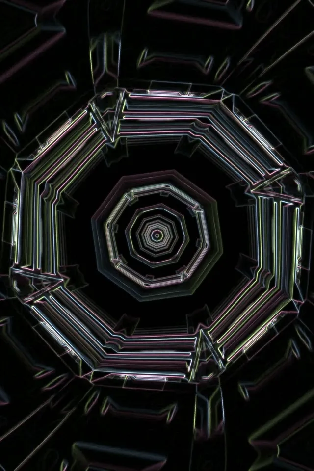 Neon Tunnel Hexagon Vortex 2:3 Portrait 60fps Screensaver Loop