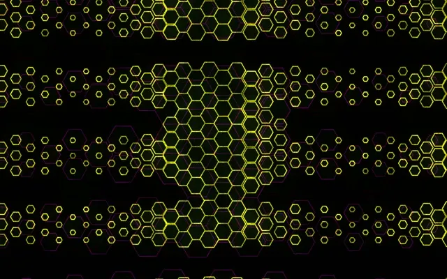 16:10 MacBook 60fps Neon Hexagon Vortex Screensaver - Background VJ Yellow