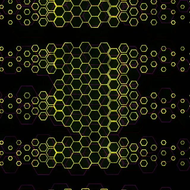 1:1 Square 60fps Neon Hexagon Vortex Screensaver - VJ Animation Yellow