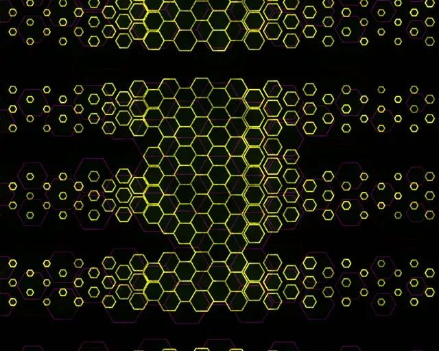 5:4 Industrial 60fps Yellow Hexagon Vortex Screensaver - VJ Animation Neon