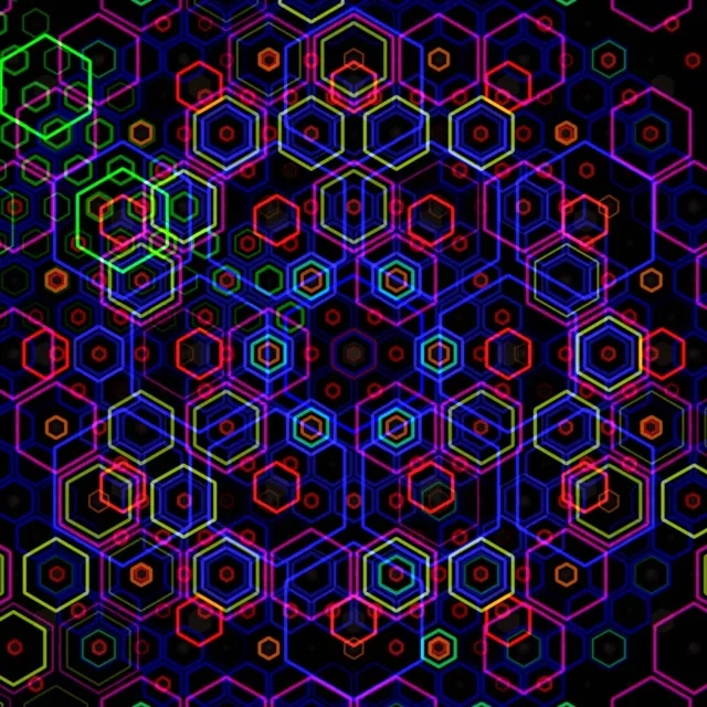 1:1 Square Neon Hexagon 60fps Screensaver Motion Background Hypnotic
