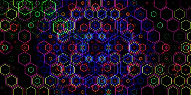 2:1 Univisium Neon Hexagon 60fps Screensaver VJ Animation Tunnel Effect