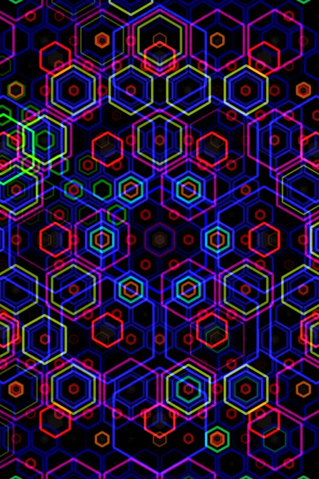 2:3 Photo Portrait Neon Hexagon 60fps Screensaver VJ Loop Colorful Kaleidoscope