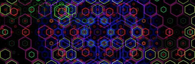 3:1 Triple Wide Hexagon 60fps Screensaver VJ Loop Neon Kaleidoscope