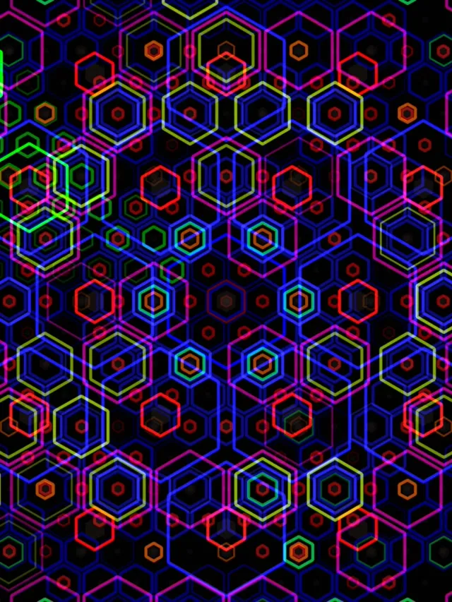 3:4 iPad Portrait Hexagon 60fps Screensaver Live Wallpaper Neon Psychedelic