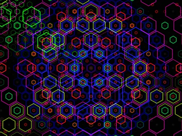 4:3 Classic Neon Hexagon 60fps Screensaver Motion Background Retro Neon