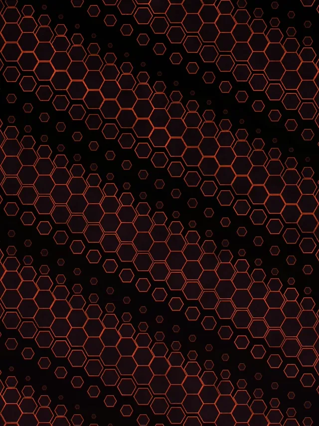 3:4 iPad Portrait 60FPS Hexagon Grid Screensaver - Orange Neon VJ Motion Background