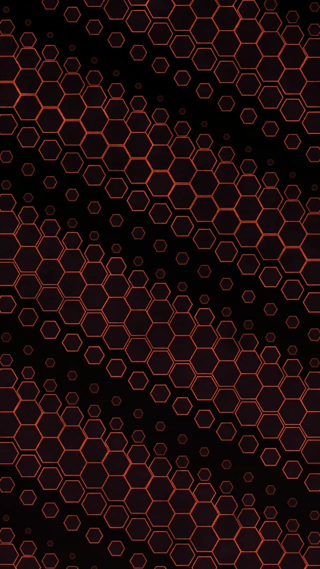 9:16 Reels 60FPS Hexagon Pattern Screensaver - Orange Neon VJ Loop Live Wallpaper