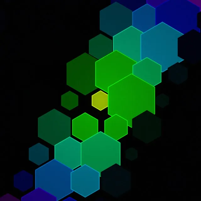 1:1 Square 60fps Neon Hexagon Screensaver - VJ Loop Rainbow Geometry