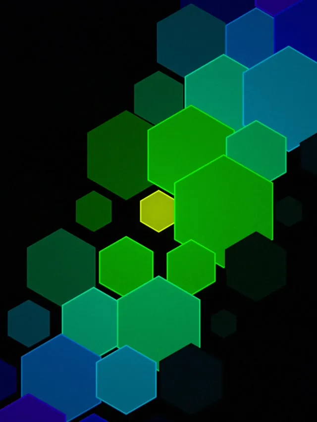 3:4 iPad Portrait 60fps Hexagon Neon Screensaver - Motion Background Vibrant