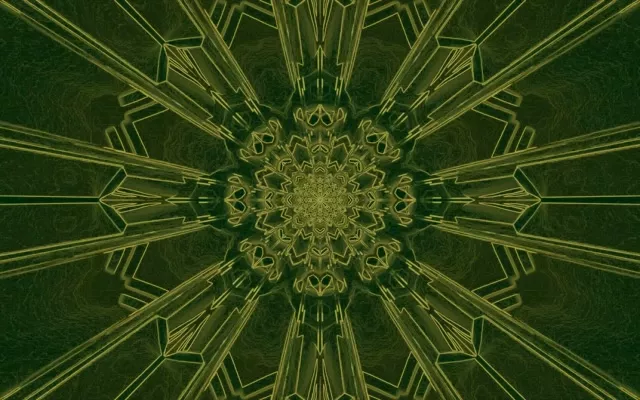 16:10 Desktop 60fps Screensaver Neon Tunnel Golden Kaleidoscopic Vortex Vj Footage