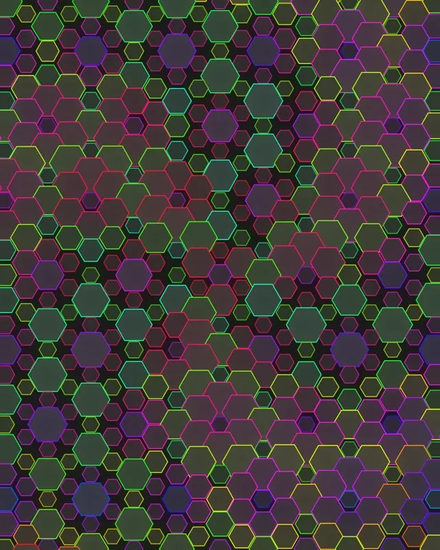4:5 Instagram | 60FPS Pulsing Hexagon Screensaver VJ - Magenta Cyan Emerald Gold