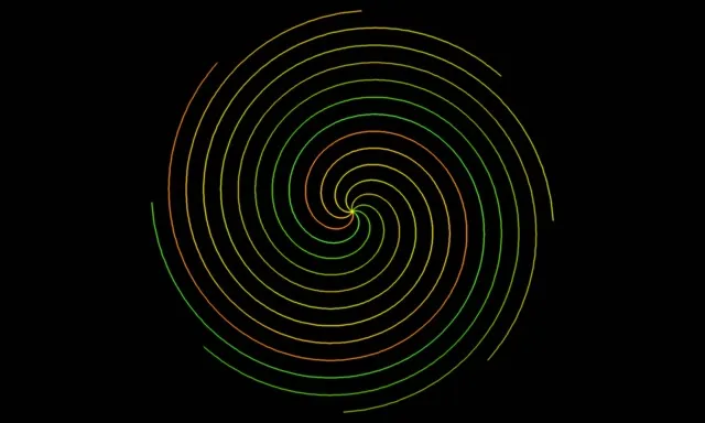 5:3 Wide Neon Spiral 60FPS Screensaver VJ Loop Orange Green Neon Vortex