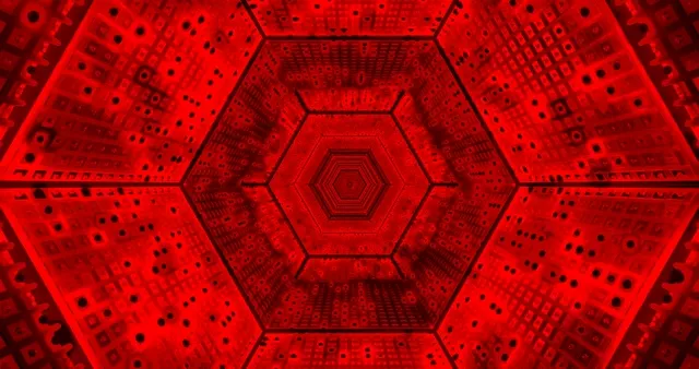 Red Hex Neon Tunnel Screensaver 4K UHD 60fps VJ Loop