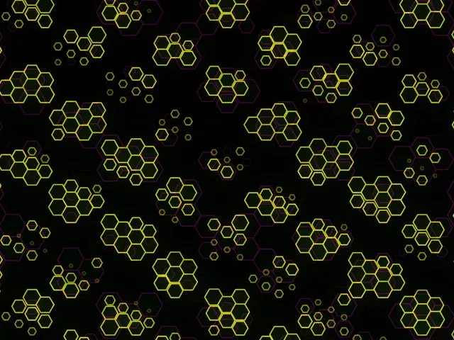 4:3 Classic 60FPS Neon Hex Screensaver | VJ Loop Yellow Black