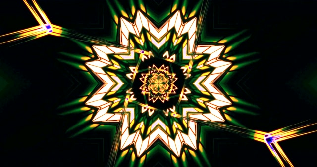 Green Gold Star Neon Tunnel 4k uhd 60fps screensaver Vj visual