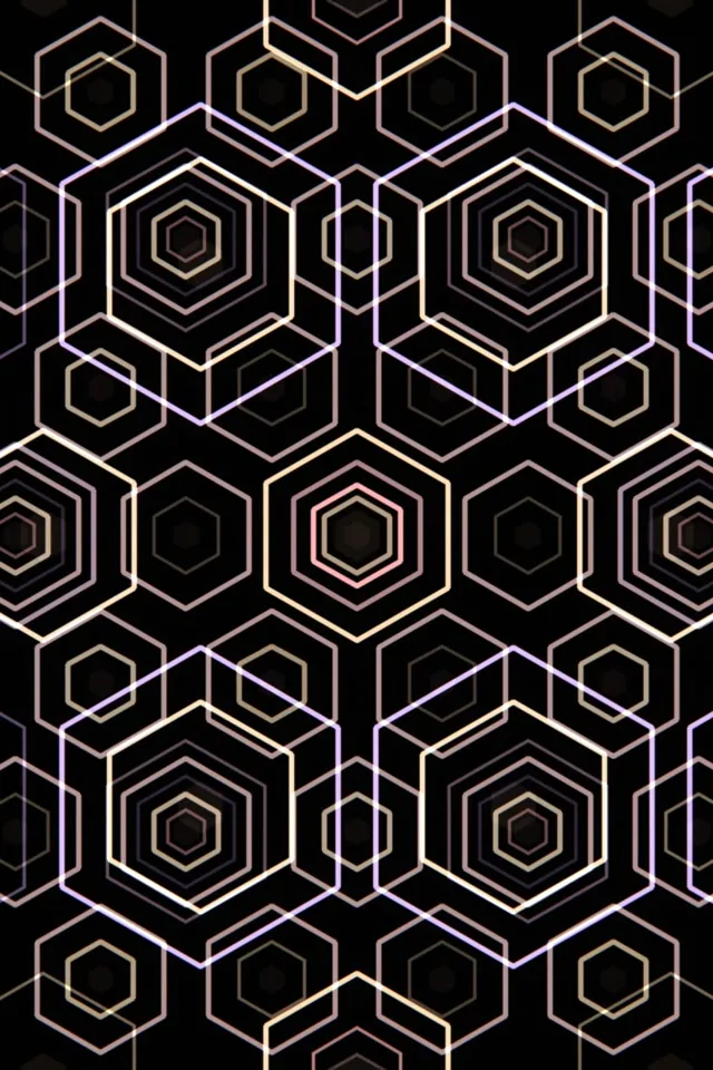2:3 Photo Portrait 60fps Screensaver | Neon Nested Hexagon Spiral Background
