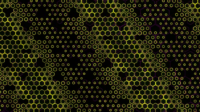 4K UHD 60fps Neon Tunnel VJ Loop Yellow Hexagon