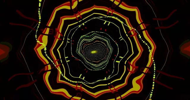 Neon Tunnel Screensaver 4K UHD 60fps VJ Loop Yellow Red Spiral