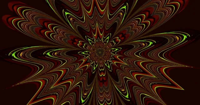 Neon Fractal Flower VJ Loop | Hypnotic Red Gold Green 4K 60fps Screensaver