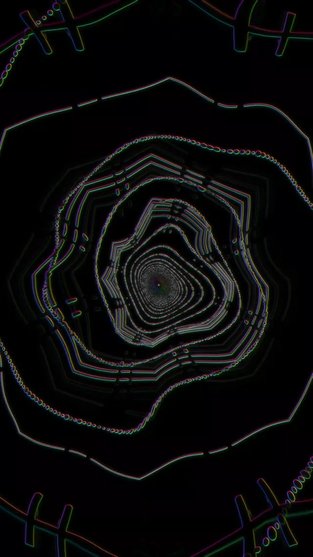 Glitch Neon Rings VJ Loop | Dark Tunnel 60fps