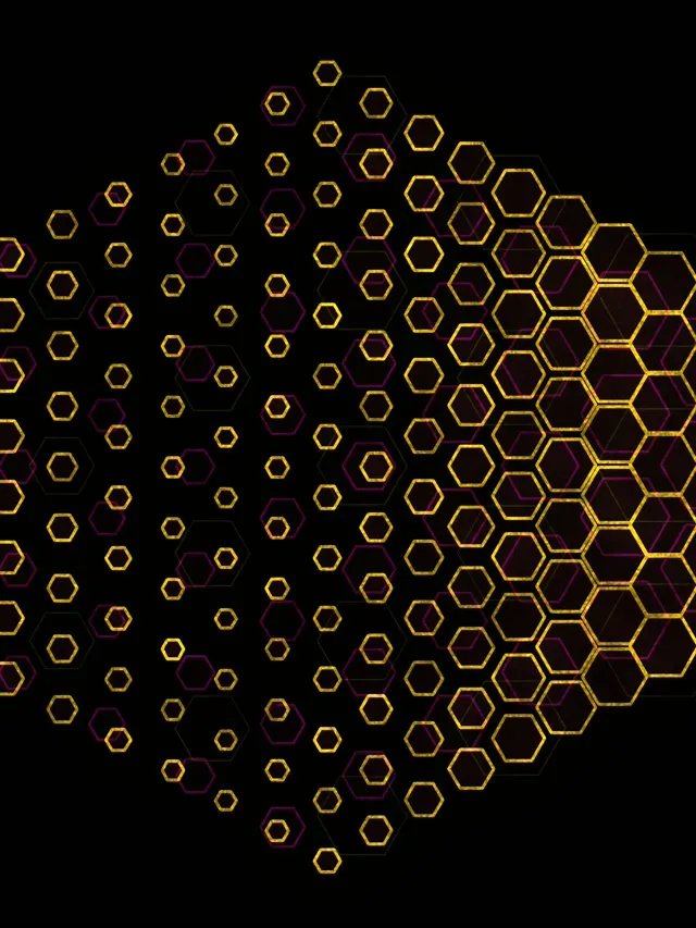 3:4 iPad Portrait 60fps Screensaver Neon Tunnel VJ Loop Gold Purple Hex