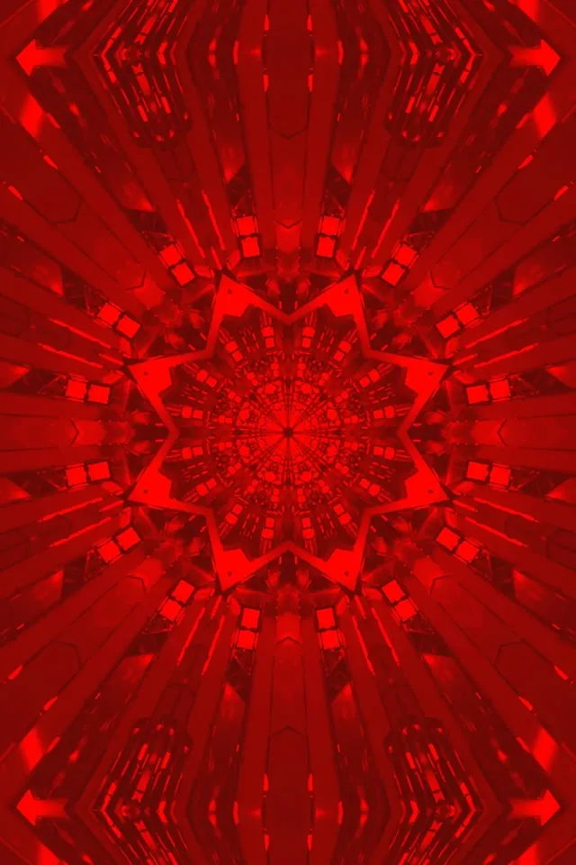 Red Fractal Star Neon Tunnel Vj Loop 2:3 Photo Portrait 60fps Screensaver