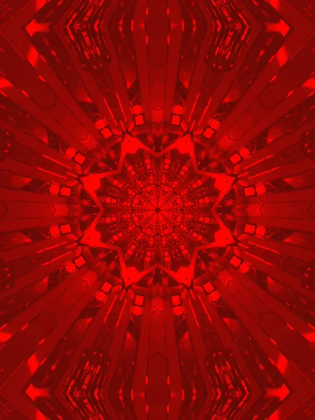 Red Star Kaleidoscope Neon Tunnel Vj Loop 3:4 iPad Portrait 60fps Screensaver