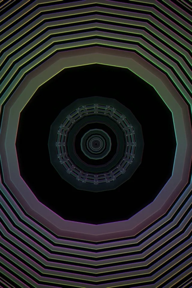 Neon Tunnel Octagonal Vortex 2:3 Portrait 60fps VJ Loop Screensaver