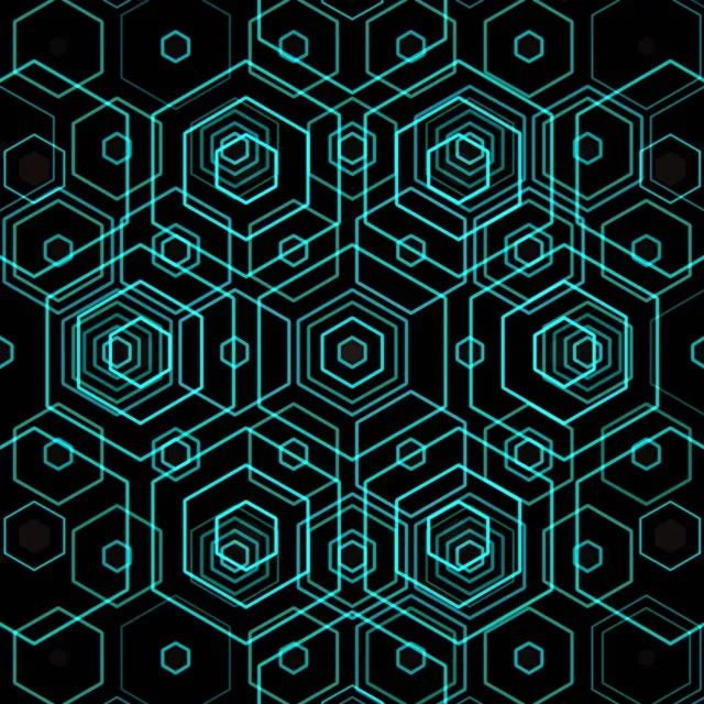 1:1 Square 60fps Cyan Hexagon Kaleidoscope Screensaver VJ Animation Neon