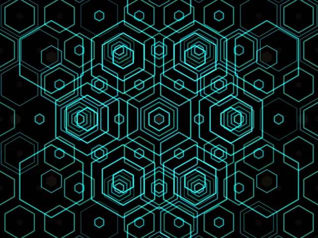 4:3 Classic 60fps Cyan Hexagon Tunnel Screensaver VJ Animation Neon Glow