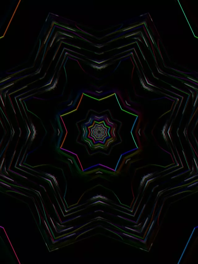 Neon Tunnel Kaleidoscope VJ Loop 3:4 iPad Portrait 60fps Screensaver