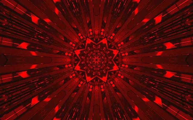 Deep Red Mandala Neon Tunnel 60fps | Widescreen Hypnotic VJ Loop