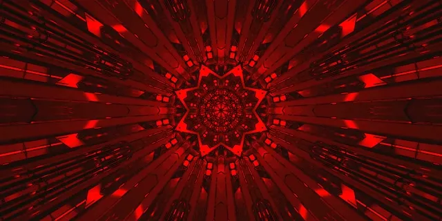 Deep Red Mandala Neon Tunnel 60fps | Dual Screen Hypnotic VJ Loop