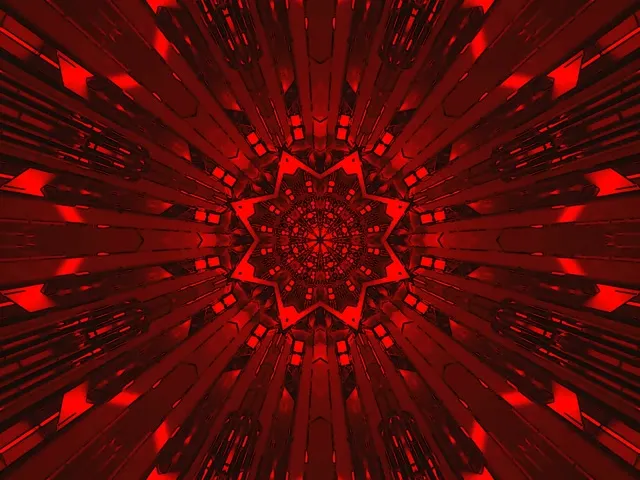 Deep Red Mandala Neon Tunnel 60fps | Classic Hypnotic VJ Loop