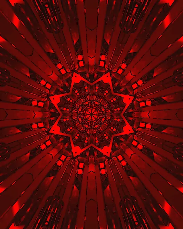 Deep Red Mandala Neon Tunnel 60fps | Portrait Hypnotic VJ Loop