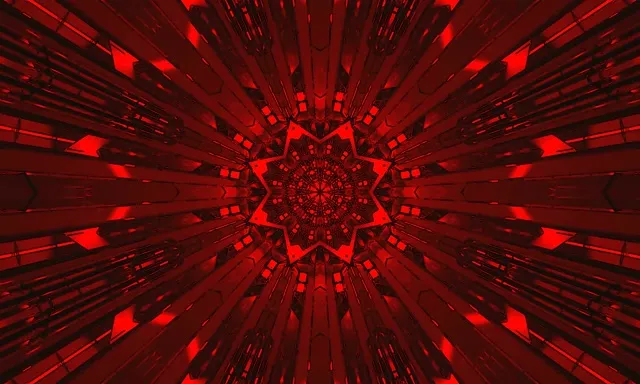Deep Red Mandala Neon Tunnel 60fps | Wide Hypnotic VJ Loop