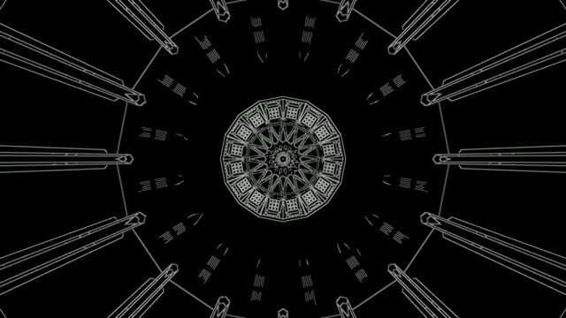 Black White Geometric Tunnel VJ Loop 4K | Abstract Cathedral Screensaver