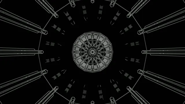Black White Geometric Tunnel VJ Loop 4K | Abstract Cathedral Screensaver