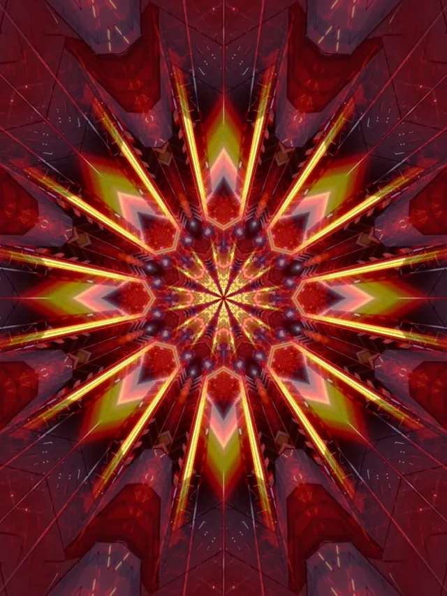 3:4 iPad Portrait | 60fps screensaver neon tunnel fiery rays vj loop burst