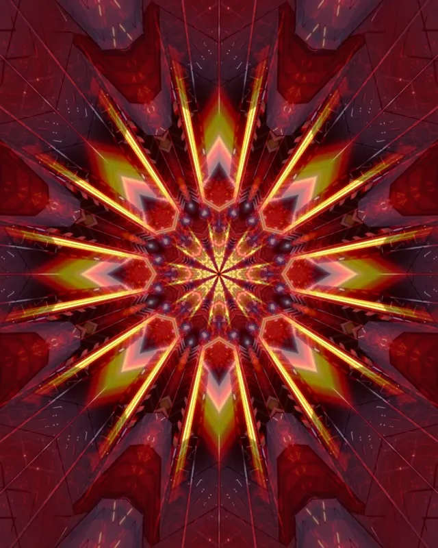 4:5 Instagram | 60fps screensaver neon tunnel golden star mandala vj loop