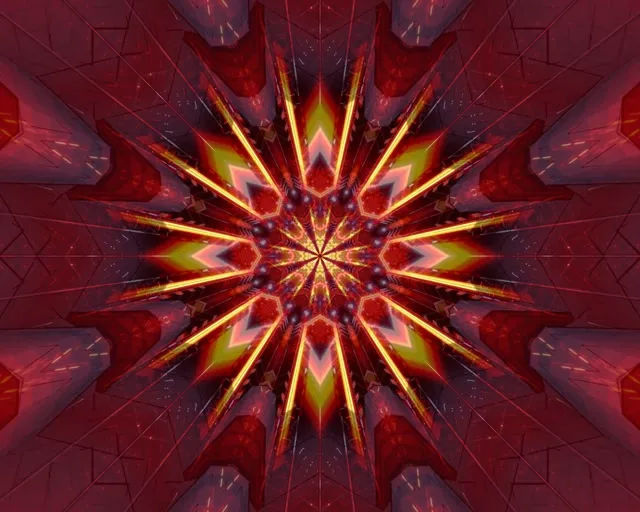 5:4 Industrial | 60fps neon tunnel golden diamond kaleidoscope motion background