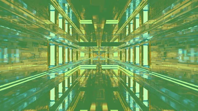 Green Yellow Matrix Tunnel VJ Loop 4K 60fps | Cyber Neon Screensaver