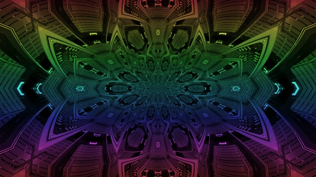 Neon Tunnel VJ Loop 4K 60fps - Green Blue Purple Symmetrical Screensaver