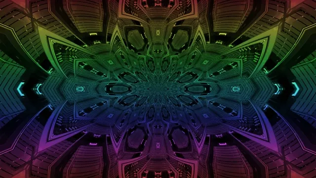 Neon Tunnel VJ Loop 4K 60fps - Green Blue Purple Symmetrical Screensaver