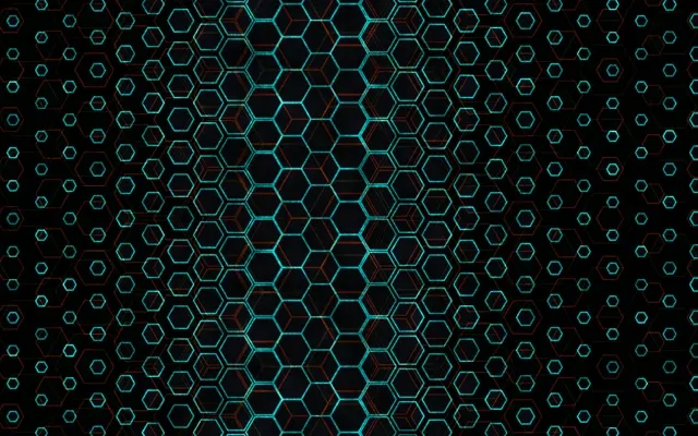 16:10 MacBook 60FPS Cyan Hexagon Grid Screensaver | Neon VJ Motion Background