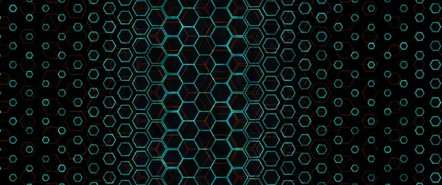 2.39:1 Cinemascope 60FPS Hexagon Grid Screensaver | Cyan Neon VJ Motion Loop